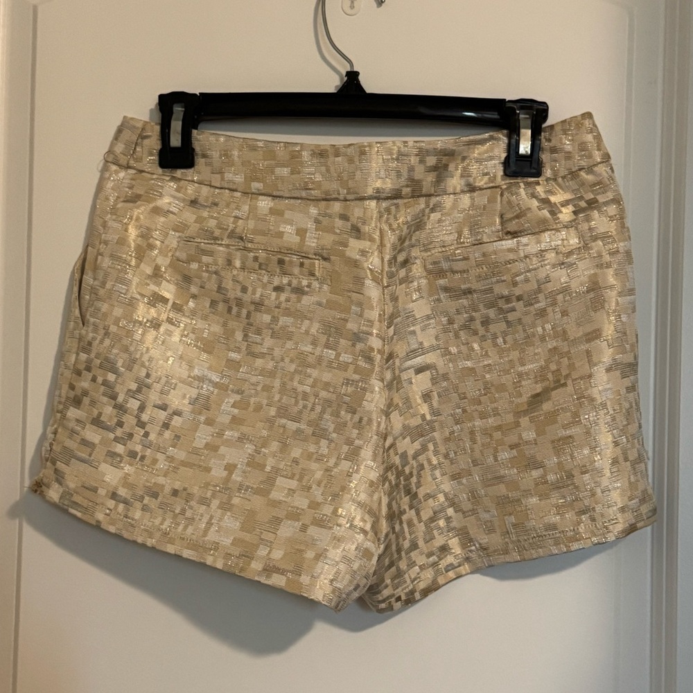 Women's Cream Patterned Metallic Boutique Shorts - Picture 16 of 16